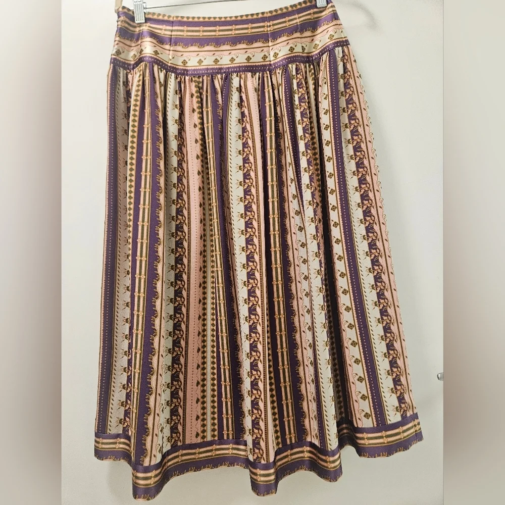 Tory Burch Midi Burnout Silk Pleated Skirt Size 6 Preppy,Office,Feminine, Floral - Picture 5 of 11